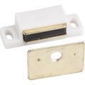 Hardware Resources 15 lb White Single Magnetic Catch with Polished Brass Strike 50634